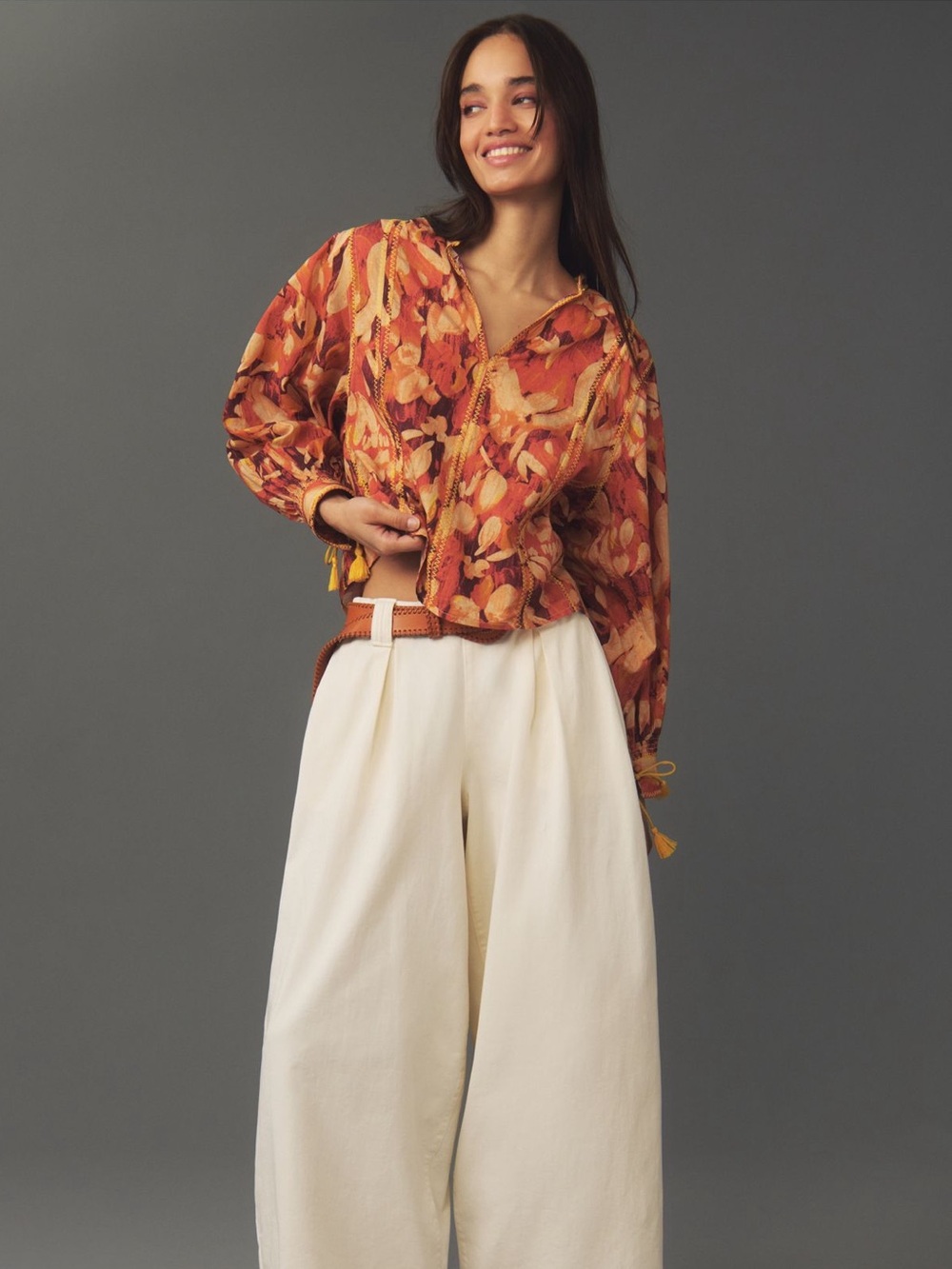 NWT Anthropologie Tassle Stitched Blouse